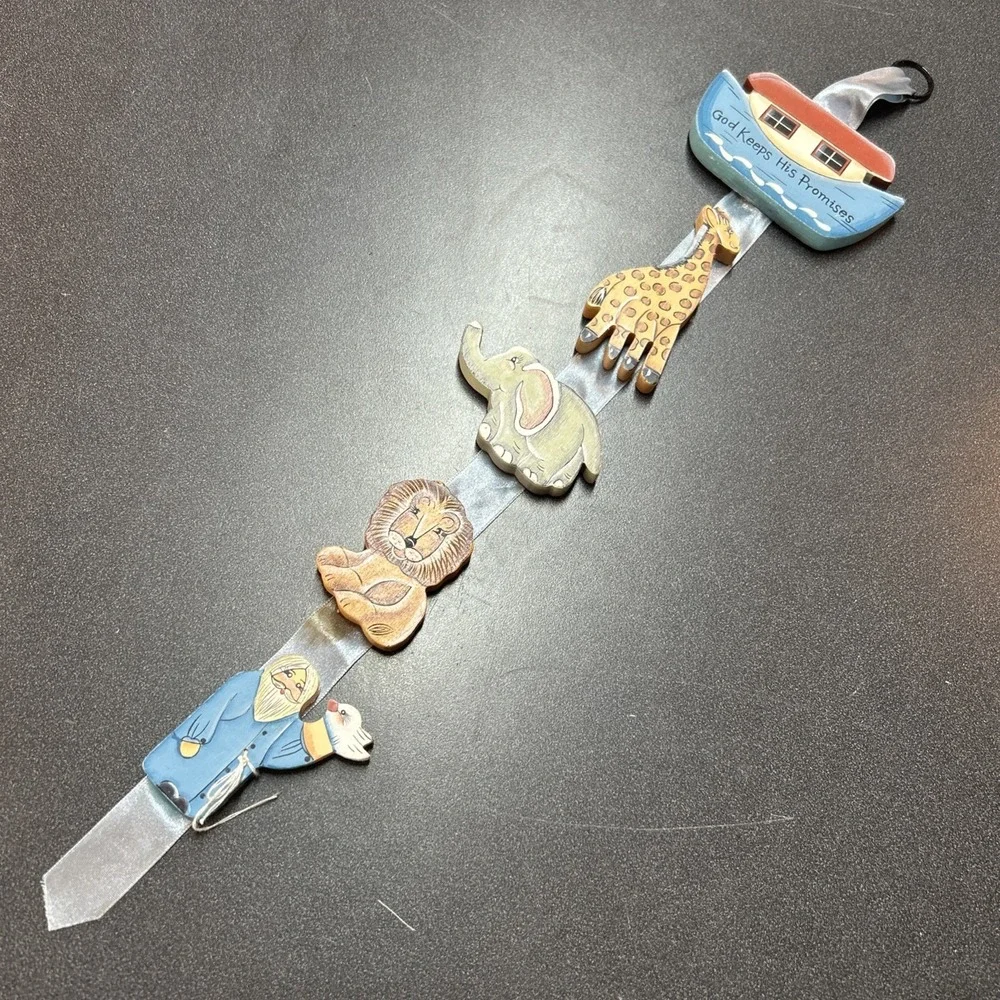 VTG Noah's‎ Ark Hand Painted Carved Wooden Primitive Garland Wall Decor Swag